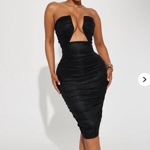 Fashion Nova Black Glitter Pencil Skirt